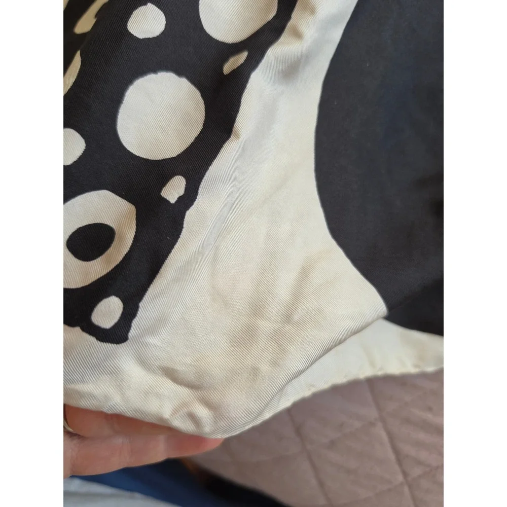 Dior VTG 60s White Black Square 30×30 Logo Preppy Old Money Art Rare‎ Scarf READ